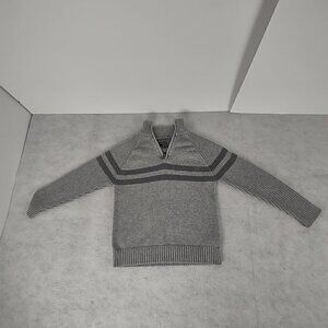 AMX Boys Gray With Gray Stripes 1/4 Zip 100% Cotton Sweater Size S(8)